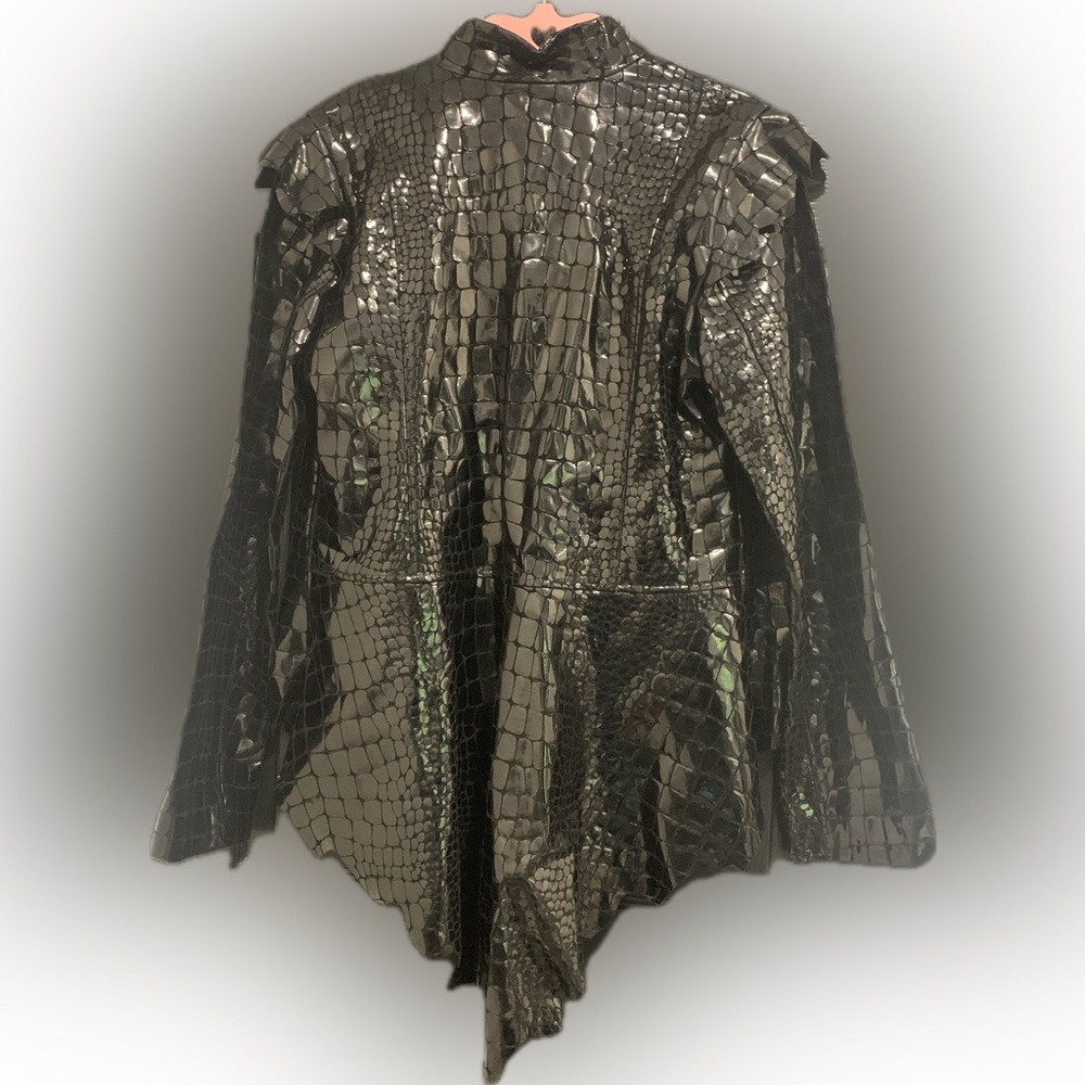 Hysideis | Genuine Italian Leather Black Crocodile Pattern Jacket | EU 44 - Picture 2 of 10